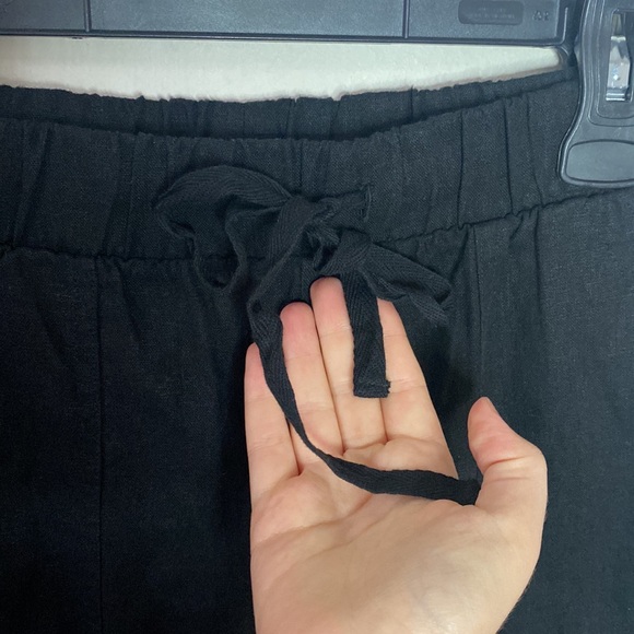 Love tree black linen blend straight leg drawstring waist leg size M - Picture 6 of 11